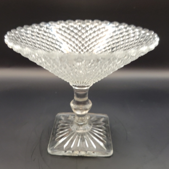 Vintage Miss America Clear Glass 4 3/4in Tall Pedestal Candy Dish Compote - Picture 7 of 9